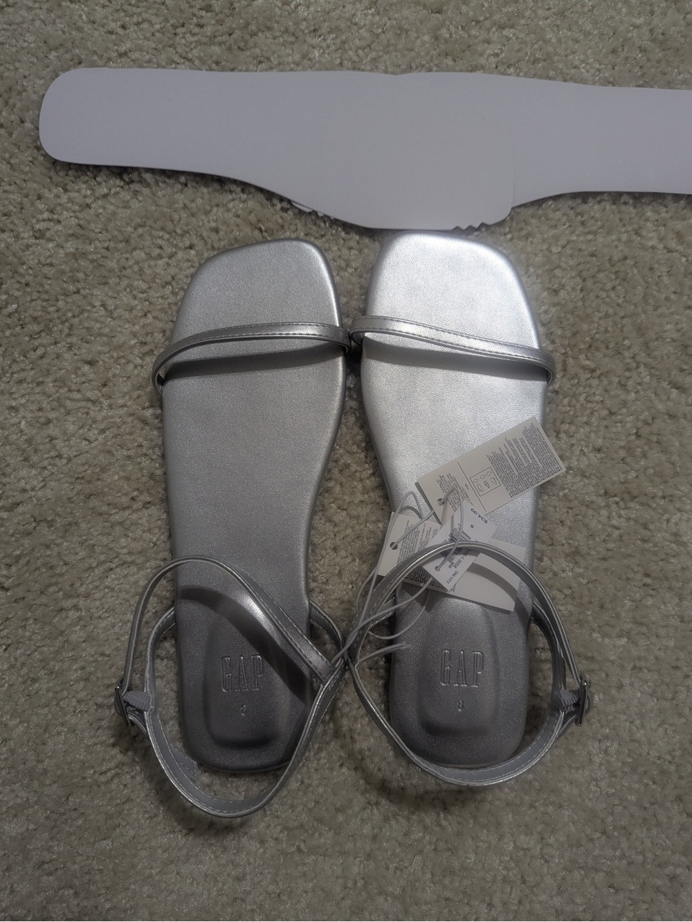 GAP Metallic Silver Minimalist Strappy Sandals